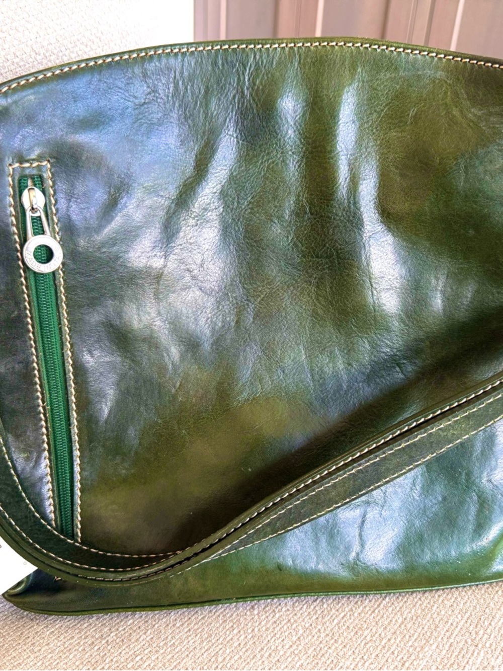 Men's Green Leather Shoulder Bag